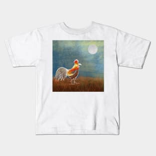 Rooster In the Moonlight Kids T-Shirt